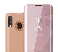cadorabo Coque Compatible avec Samsung Galaxy A20e en KUNZIT Rose - Miroir Clear View - Pochette de Protection avec Fonction de Support Protection à 360 Degrés Style Livre Ultra Slim Case