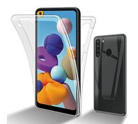 cadorabo Coque Compatible avec Samsung Galaxy A21 EU en Transparent - Étui pour téléphone Portable Complet à 360 ° Protection Avant et arrière Protection complète avec Protection d'écran