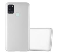 cadorabo Coque Compatible avec Samsung Galaxy A21s en Metallic Argent - Housse Protection Souple en Silicone TPU avec Anti-Choc et Anti-Rayures - Ultra Slim Fin Gel Case Cover Bumper