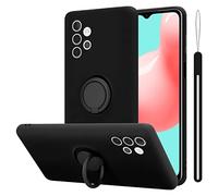 cadorabo Coque Compatible avec Samsung Galaxy A32 4G en Liquid Black - Etui pour Téléphone Portable en Silicone TPU Souple avec Anneau - Etui en Silicone Ultra Slim Soft Back Cover Case