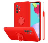 cadorabo Coque Compatible avec Samsung Galaxy A52 4G / 5G en Liquid Red - Etui pour Téléphone Portable en Silicone TPU Souple avec Anneau - Coque en Silicone Ultra Slim Soft Back Cover Case Bumper