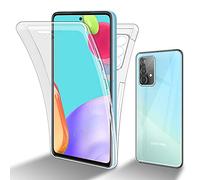 cadorabo Coque Compatible avec Samsung Galaxy A52 en Transparent - Étui pour téléphone Portable Complet à 360 ° Protection Avant et arrière Protection complète avec Protection d'écran