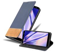 cadorabo Coque Compatible avec Samsung Galaxy A6 Plus 2018 en Bleu Brun - Housse Protection avec Fermoire Magnétique, Stand Horizontal et Fente Carte - Portefeuille Etui Poche Folio Case Cover
