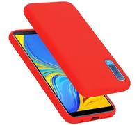 cadorabo Coque Compatible avec Samsung Galaxy A7 2018, Étui Housse en Silicone- Coque pour Galaxy A7 2018- Protection Antichoc, Anti-Empreintes- TPU Housse de Protection - Mat Liquid Red
