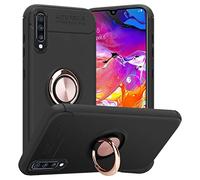 cadorabo Coque Compatible avec Samsung Galaxy A70 / A70s - Coque avec Bague de Mise au Point en Noir - Or Rose - Coque de Téléphone Portable en Silicone TPU - Coque en Silicone Ultra Slim Back Cover