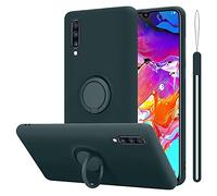 cadorabo Coque Compatible avec Samsung Galaxy A70 / A70s en Liquid Green - Etui pour Téléphone Portable en Silicone TPU Souple avec Anneau - Coque en Silicone Ultra Slim Soft Back Cover Case Bumper
