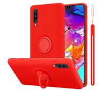 cadorabo Coque Compatible avec Samsung Galaxy A70 / A70s en Liquid Red - Etui pour Téléphone Portable en Silicone TPU Souple avec Anneau - Coque en Silicone Ultra Slim Soft Back Cover Case Bumper