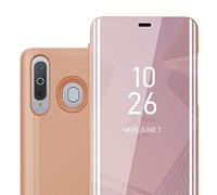 cadorabo Coque Compatible avec Samsung Galaxy A8s en KUNZIT Rose - Miroir Clear View - Pochette de Protection avec Fonction de Support Protection à 360 Degrés Style Livre Ultra Slim Case
