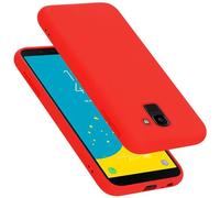 cadorabo Coque Compatible avec Samsung Galaxy J6 2018, Étui Housse en Silicone- Coque pour Galaxy J6 2018- Protection Antichoc, Anti-Empreintes- TPU Housse de Protection - Mat Liquid Red