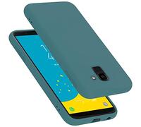 cadorabo Coque Compatible avec Samsung Galaxy J6 2018, Étui Housse en Silicone- Coque pour Galaxy J6 2018- Protection Antichoc, Anti-Empreintes- TPU Housse de Protection - Mat Liquid Green
