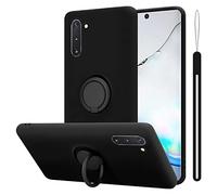 cadorabo Coque Compatible avec Samsung Galaxy Note 10 en Liquid Black - Etui pour Téléphone Portable en Silicone TPU Souple avec Anneau - Coque en Silicone Ultra Slim Soft Back Cover Case Bumper