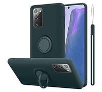cadorabo Coque Compatible avec Samsung Galaxy Note 20 en Liquid Green - Etui pour Téléphone Portable en Silicone TPU Souple avec Anneau - Coque en Silicone Ultra Slim Soft Back Cover Case Bumper