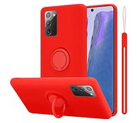 cadorabo Coque Compatible avec Samsung Galaxy Note 20 en Liquid Red - Etui pour Téléphone Portable en Silicone TPU Souple avec Anneau - Coque en Silicone Ultra Slim Soft Back Cover Case Bumper
