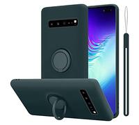 cadorabo Coque Compatible avec Samsung Galaxy S10 5G en Liquid Green - Etui pour Téléphone Portable en Silicone TPU Souple avec Anneau - Coque en Silicone Ultra Slim Soft Back Cover Case Bumper