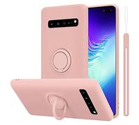 cadorabo Coque Compatible avec Samsung Galaxy S10 5G en Liquid Pink - Etui pour Téléphone Portable en Silicone TPU Souple avec Anneau - Coque en Silicone Ultra Slim Soft Back Cover Case Bumper