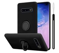cadorabo Coque Compatible avec Samsung Galaxy S10 Plus en Liquid Black - Etui pour Téléphone Portable en Silicone TPU Souple avec Anneau - Coque en Silicone Ultra Slim Soft Back Cover Case Bumper