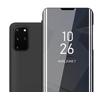 cadorabo Coque Compatible avec Samsung Galaxy S20 Plus en Tourmaline Noir - Miroir Clear View - Pochette de Protection avec Fonction de Support Protection à 360 Degrés Style Livre Ultra Slim Case