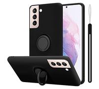 cadorabo Coque Compatible avec Samsung Galaxy S21 Plus en Liquid Black - Etui pour Téléphone Portable en Silicone TPU Souple avec Anneau - Coque en Silicone Ultra Slim Soft Back Cover Case Bumper