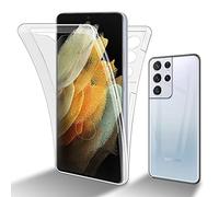cadorabo Coque Compatible avec Samsung Galaxy S21 Ultra en Transparent - Étui pour téléphone Portable Complet à 360 ° Protection Avant et arrière Protection complète avec Protection d'écran