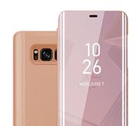 cadorabo Coque Compatible avec Samsung Galaxy S8 Plus en KUNZIT Rose - Miroir Clear View - Pochette de Protection avec Fonction de Support Protection à 360 Degrés Style Livre Ultra Slim Case