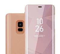 cadorabo Coque Compatible avec Samsung Galaxy S9 en KUNZIT Rose - Miroir Clear View - Pochette de Protection avec Fonction de Support Protection à 360 Degrés Style Livre Ultra Slim Case