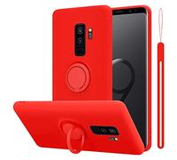 cadorabo Coque Compatible avec Samsung Galaxy S9 Plus en Liquid Red - Etui pour Téléphone Portable en Silicone TPU Souple avec Anneau - Coque en Silicone Ultra Slim Soft Back Cover Case Bumper