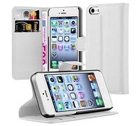 cadorabo Coque pour Apple iPhone 5 / iPhone 5S / iPhone SE en ALBÂTRE Blanc - Housse Protection avec Fermoire Magnétique, Stand Horizontal et Fente Carte - Portefeuille Etui Poche Folio Case Cover