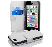 cadorabo Coque pour Apple iPhone 5C en ALBÂTRE Blanc - Housse Protection en Similicuir Structuré avec Stand Horizontal et Fente Carte - Portefeuille Etui Poche Folio Case Cover