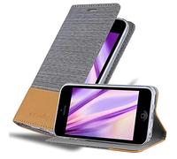 cadorabo Coque pour Apple iPhone 5C en Gris Clair Marron - Housse Protection avec Fermoire Magnétique, Stand Horizontal et Fente Carte - Portefeuille Etui Poche Folio Case Cover