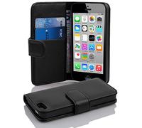 cadorabo Coque pour Apple iPhone 5C en Noir DE Jais - Housse Protection en Similicuir Structuré avec Stand Horizontal et Fente Carte - Portefeuille Etui Poche Folio Case Cover