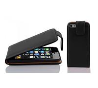 cadorabo Coque pour Apple iPhone 5C en Noir DE Jais - Housse Protection en Style Flip en Similicuir Lisse - Etui Poche Folio Case Cover
