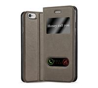 cadorabo Coque pour Apple iPhone 6 / iPhone 6S en Marron Pierre - Housse Protection avec Stand Horizontal et Deux Fenêtres - Portefeuille Etui Poche Folio Case Cover