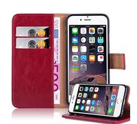 cadorabo Coque pour Apple iPhone 6 / iPhone 6S en Rouge Cerise - Housse Protection avec Fermoire Magnétique, Stand Horizontal et Fente Carte - Portefeuille Etui Poche Folio Case Cover