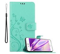 cadorabo Coque pour Apple iPhone 6 / iPhone 6S en Turquoise Floral - Housse Protection en Design de Fleur -Magnétique, Stand Horizontal et 3 Fentes Cartes - Portefeuille Etui Poche Folio Case Cover