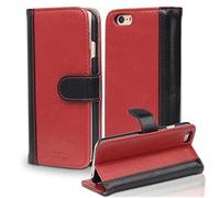 cadorabo Coque pour Apple iPhone 6 / iPhone 6S, Rouge Noir Design Bicolore Housse de ProtectionEtui Case Cover pour Apple iPhone 6 / 6S - Stand Horizontal et Fente pour Carte Poche Folio