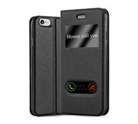 cadorabo Coque pour Apple iPhone 6 Plus/iPhone 6S Plus en Noir COMÈTE - Housse Protection avec Stand Horizontal et Deux Fenêtres - Portefeuille Etui Poche Folio Case Cover