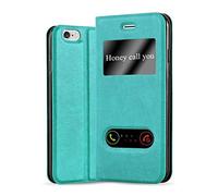 cadorabo Coque pour Apple iPhone 6 Plus/iPhone 6S Plus en Turquoise Menthe - Housse Protection avec Stand Horizontal et Deux Fenêtres - Portefeuille Etui Poche Folio Case Cover