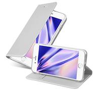 cadorabo Coque pour Apple iPhone 7 / 7S / 8 / SE 2020 en Classy Argent - Housse Protection avec Fermoire Magnétique, Stand Horizontal et Fente Carte - Portefeuille Etui Poche Folio Case Cover