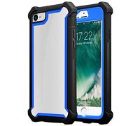 cadorabo Coque pour Apple iPhone 7 / 7S / 8 / SE 2020 en Noir BLEUÂTRE - 2-en-1 Housse Protection avec Bords Silicones et Dos Verre Acrylique - Hard Back Case Hybrid Cover Bumper