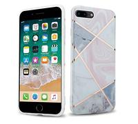 cadorabo Coque pour Apple iPhone 8 Plus / 7 Plus / 7S Plus en Marbre Or Blanc Rose no.9 - Housse Protection en Silicone TPU en Motif Mosaïque - Ultra Slim Fin Gel Case Cover Bumper