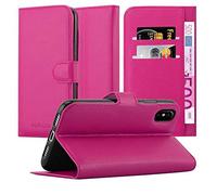 cadorabo Coque pour Apple iPhone X/XS en Rose Bonbon - Housse Protection avec Fermoire Magnétique, Stand Horizontal et Fente Carte - Portefeuille Etui Poche Folio Case Cover