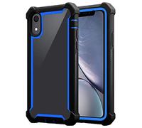 cadorabo Coque pour Apple iPhone XR en Noir BLEUÂTRE - 2-en-1 Housse Protection avec Bords Silicones et Dos Verre Acrylique - Hard Back Case Hybrid Cover Bumper