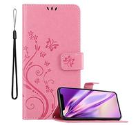 cadorabo Coque pour Apple iPhone XR en Rose Floral - Housse Protection en Design de Fleur avec Fermoire Magnétique, Stand Horizontal et 3 Fentes Cartes - Portefeuille Etui Poche Folio Case Cover