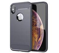 cadorabo Coque pour Apple iPhone XS Max en Gris BROSSÉ - Coque de Téléphone Portable en Silicone TPU en Fibre Optique de Carbone en Acier Inoxydable - Coque de Protection Etui Souple Ultra Mince