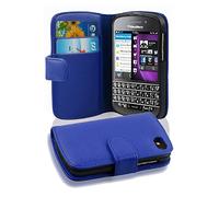 cadorabo Coque pour Blackberry Q10 en Bleu CÉLESTE - Housse Protection en Similicuir Structuré avec Stand Horizontal et Fente Carte - Portefeuille Etui Poche Folio Case Cover