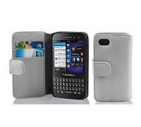 cadorabo Coque pour Blackberry Q5 en ALBÂTRE Blanc - Housse Protection en Similicuir Structuré avec Stand Horizontal et Fente Carte - Portefeuille Etui Poche Folio Case Cover