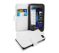 cadorabo Coque pour Blackberry Z10 en ALBÂTRE Blanc - Housse Protection en Similicuir Structuré avec Stand Horizontal et Fente Carte - Portefeuille Etui Poche Folio Case Cover