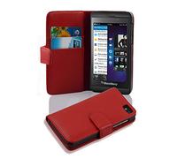 cadorabo Coque pour Blackberry Z10 en Rouge Cerise - Housse Protection en Similicuir Structuré avec Stand Horizontal et Fente Carte - Portefeuille Etui Poche Folio Case Cover