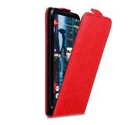 cadorabo Coque pour Google Pixel 2 XL en Rouge DE Pomme - Housse Protection en Style Flip avec Fermoire Magnétique - Etui Poche Folio Case Cover
