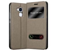 cadorabo Coque pour Honor 5C en Marron Pierre - Housse Protection avec Stand Horizontal et Deux Fenêtres - Portefeuille Etui Poche Folio Case Cover